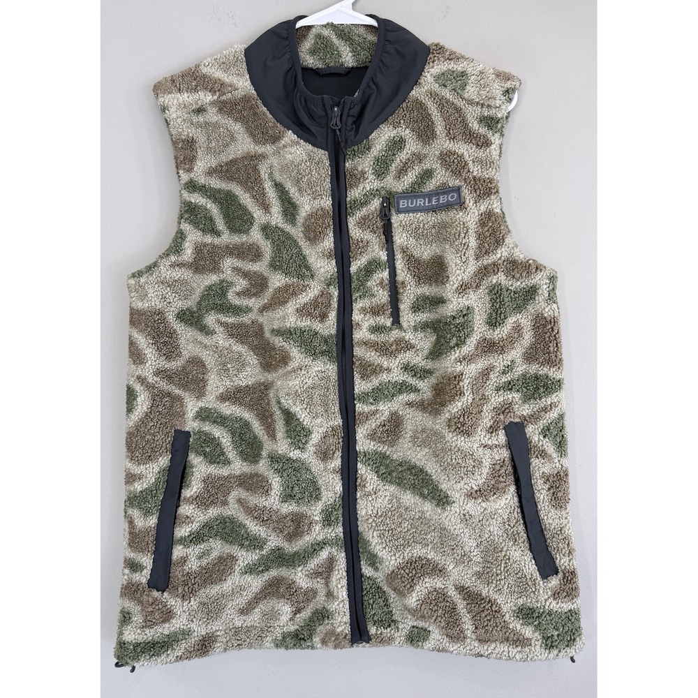 Burlebo Camo Sherpa Vest Men's Small Full Zip Outdoors Camping